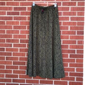 BlueTime womens XL Leopard Print Maxi Skirt green black elastic waist NWT